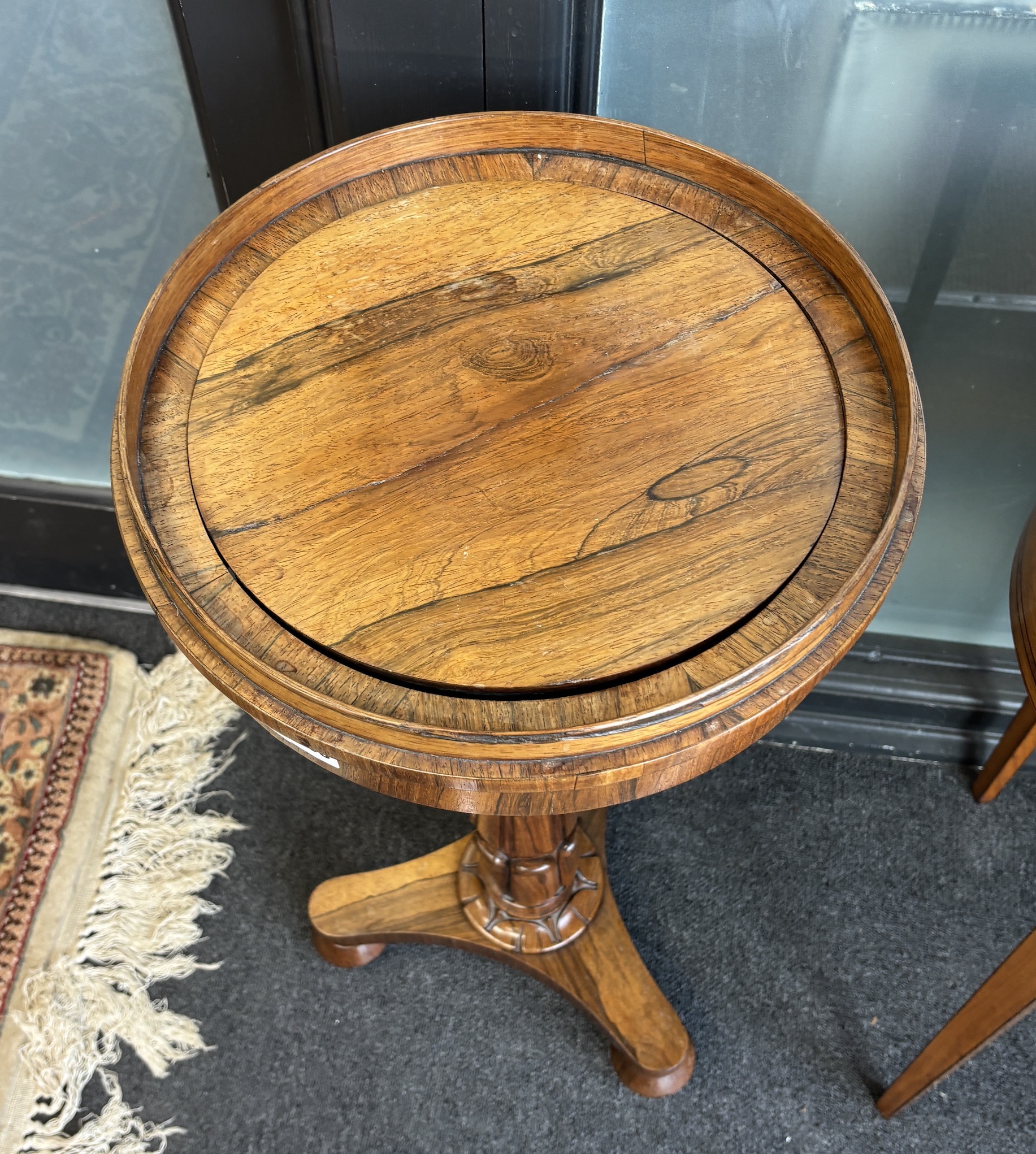 A William IV rosewood jardiniere, diameter 36cm, height 76cm